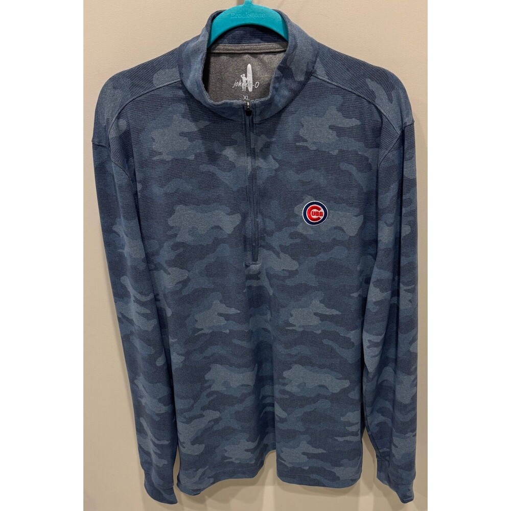 Chicago Cubs RARE Johnnie-O Blue Camo 1/4 Zip Pullover Men's Size XL $150 RETAIL